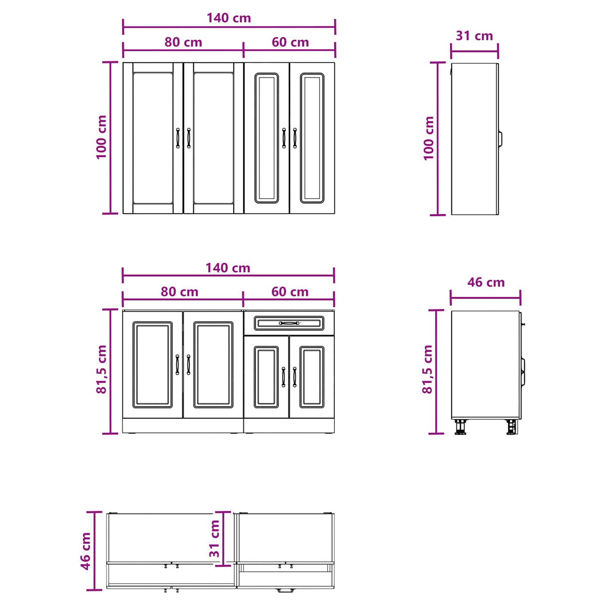 vidaXL Kitchen Unit KALMAR 4 pcs Old Wood Engineered Wood 6