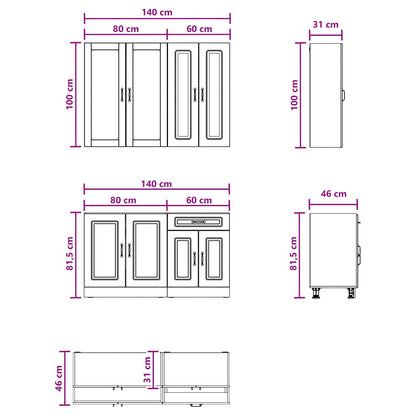 vidaXL Kitchen Unit KALMAR 4 pcs Old Wood Engineered Wood 6
