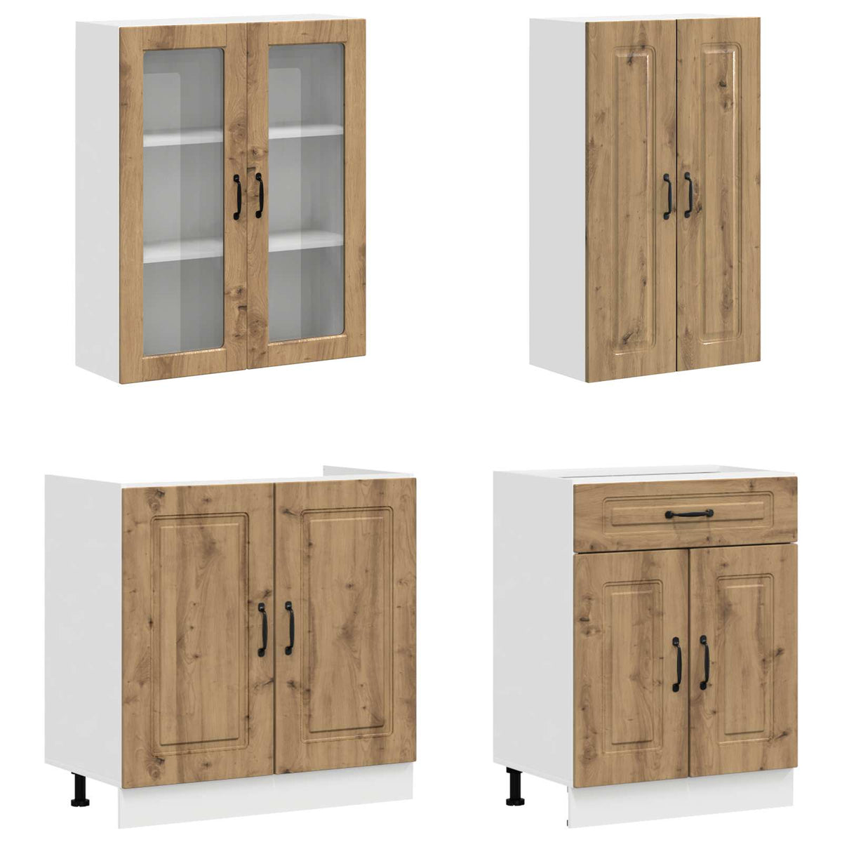vidaXL Kitchen Unit KALMAR 4 pcs Artisan Oak Engineered Wood 3