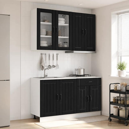 Kitchen Unit LUCCA 4 pcs Engineered Wood Black 80 cm