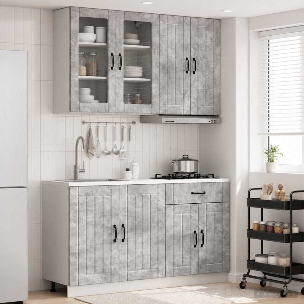 Kitchen Unit LUCCA 4 pcs Engineered Wood Concrete grey 80 cm