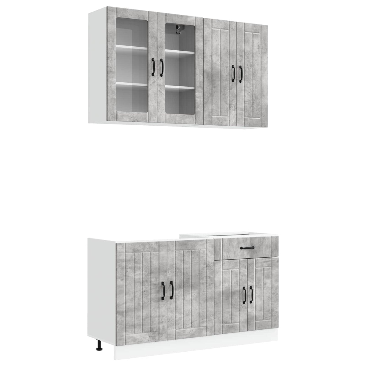 Kitchen Unit LUCCA 4 pcs Engineered Wood Concrete grey 80 cm