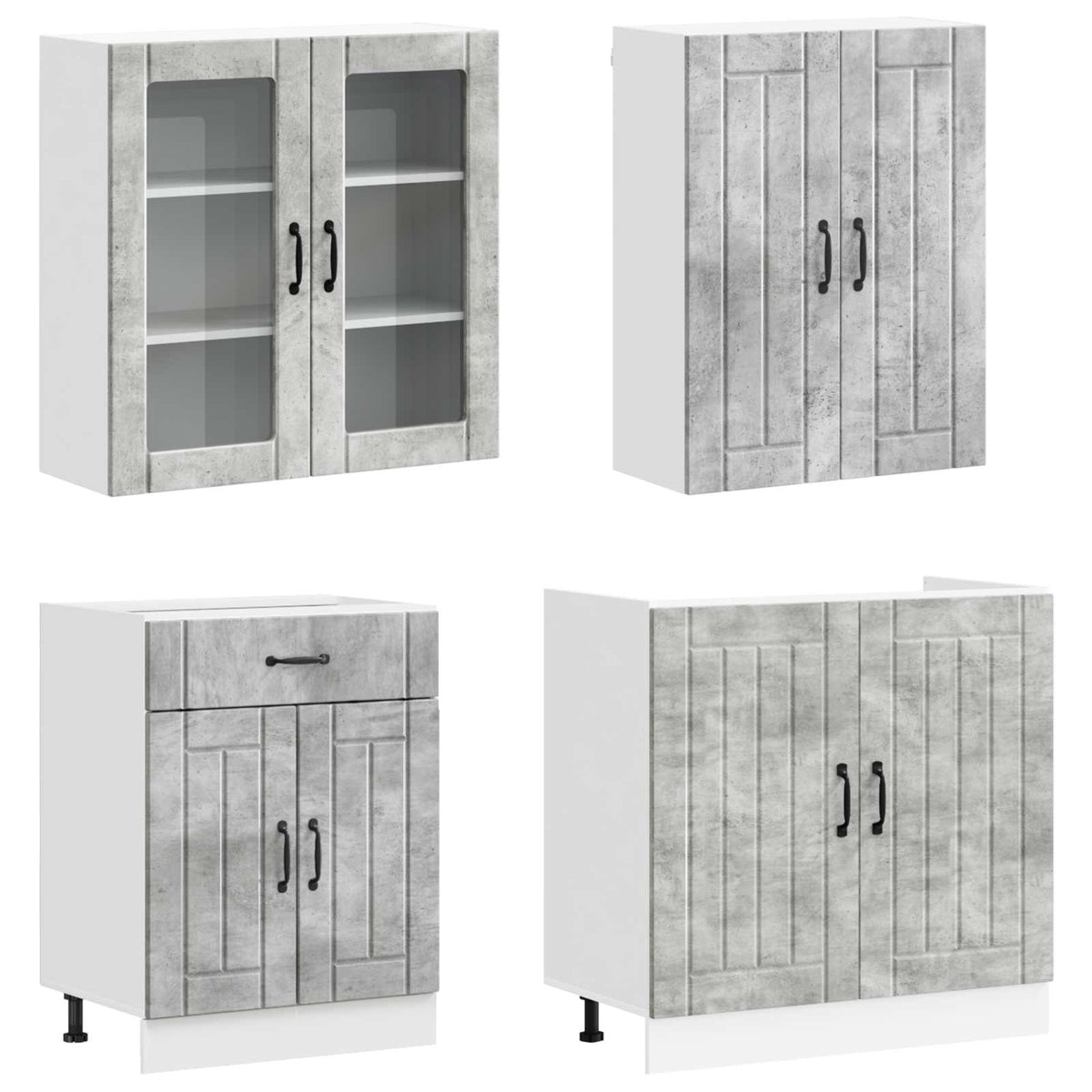 Kitchen Unit LUCCA 4 pcs Engineered Wood Concrete grey 80 cm