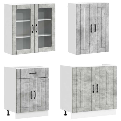 Kitchen Unit LUCCA 4 pcs Engineered Wood Concrete grey 80 cm