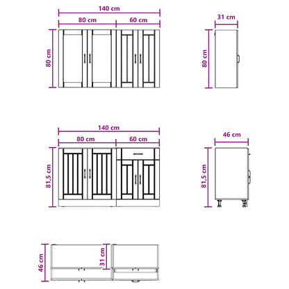 Kitchen Unit LUCCA 4 pcs Engineered Wood Concrete grey 80 cm