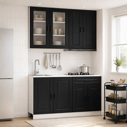 Kitchen Unit PORTO 4 pcs Engineered Wood Black 80 cm