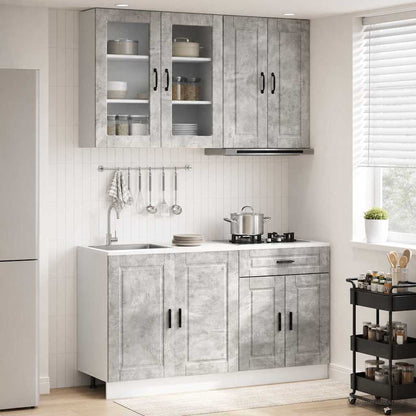 Kitchen Unit PORTO 4 pcs Engineered Wood Concrete grey 80 cm