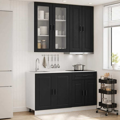 Kitchen Unit PORTO 4 pcs Engineered Wood Black 100 cm