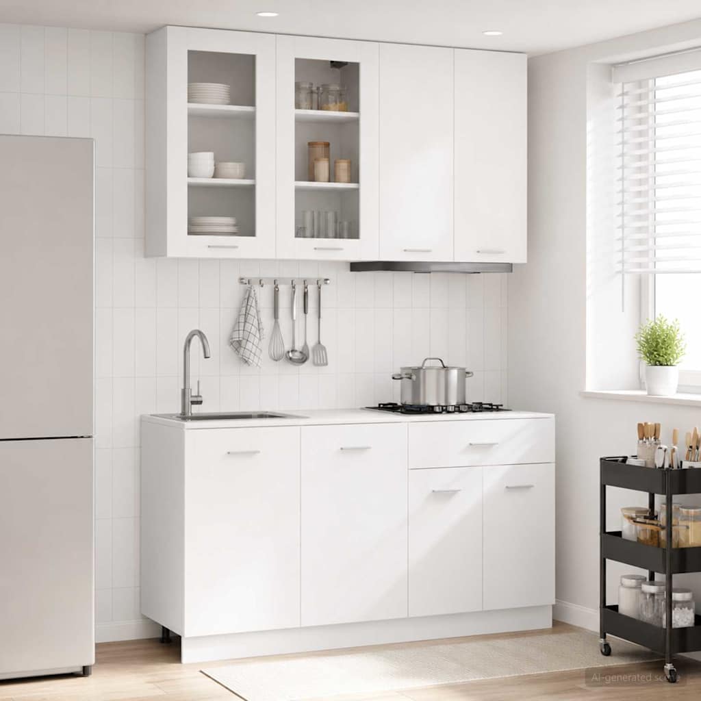 vidaXL Kitchen Unit LYON 4 pcs White Engineered Wood 1