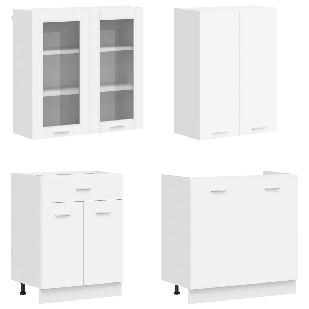vidaXL Kitchen Unit LYON 4 pcs White Engineered Wood 3