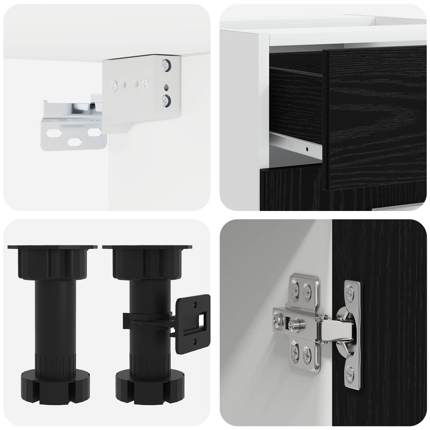 vidaXL Kitchen Unit LYON 4 pcs Black Oak Engineered Wood 4