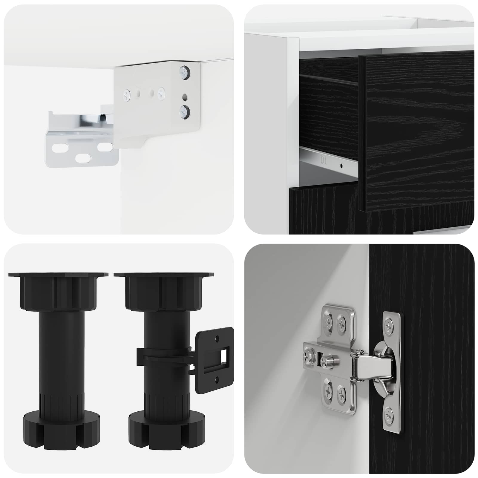vidaXL Kitchen Unit LYON 4 pcs Black Oak Engineered Wood 4