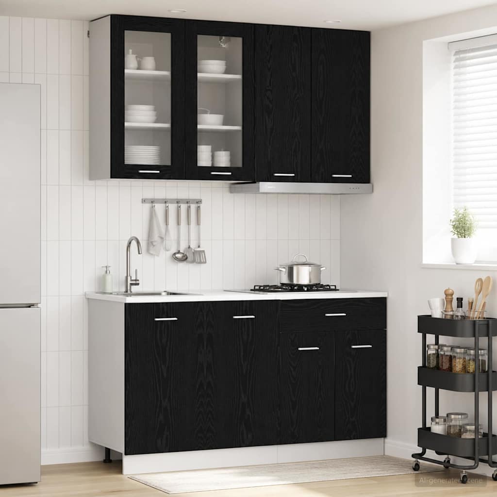 vidaXL Kitchen Unit LYON 4 pcs Black Oak Engineered Wood 1
