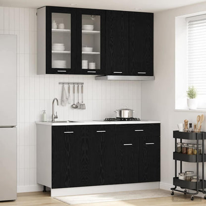 vidaXL Kitchen Unit LYON 4 pcs Black Oak Engineered Wood 1