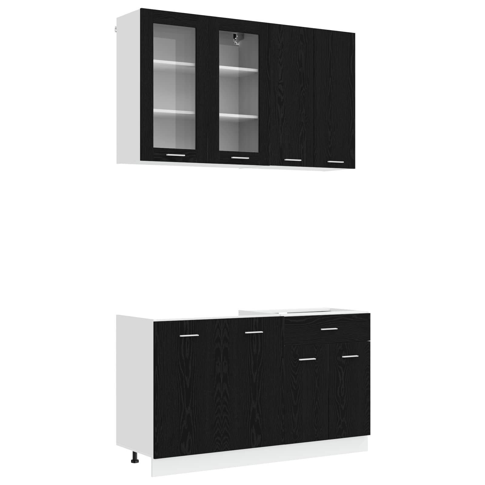 vidaXL Kitchen Unit LYON 4 pcs Black Oak Engineered Wood 2