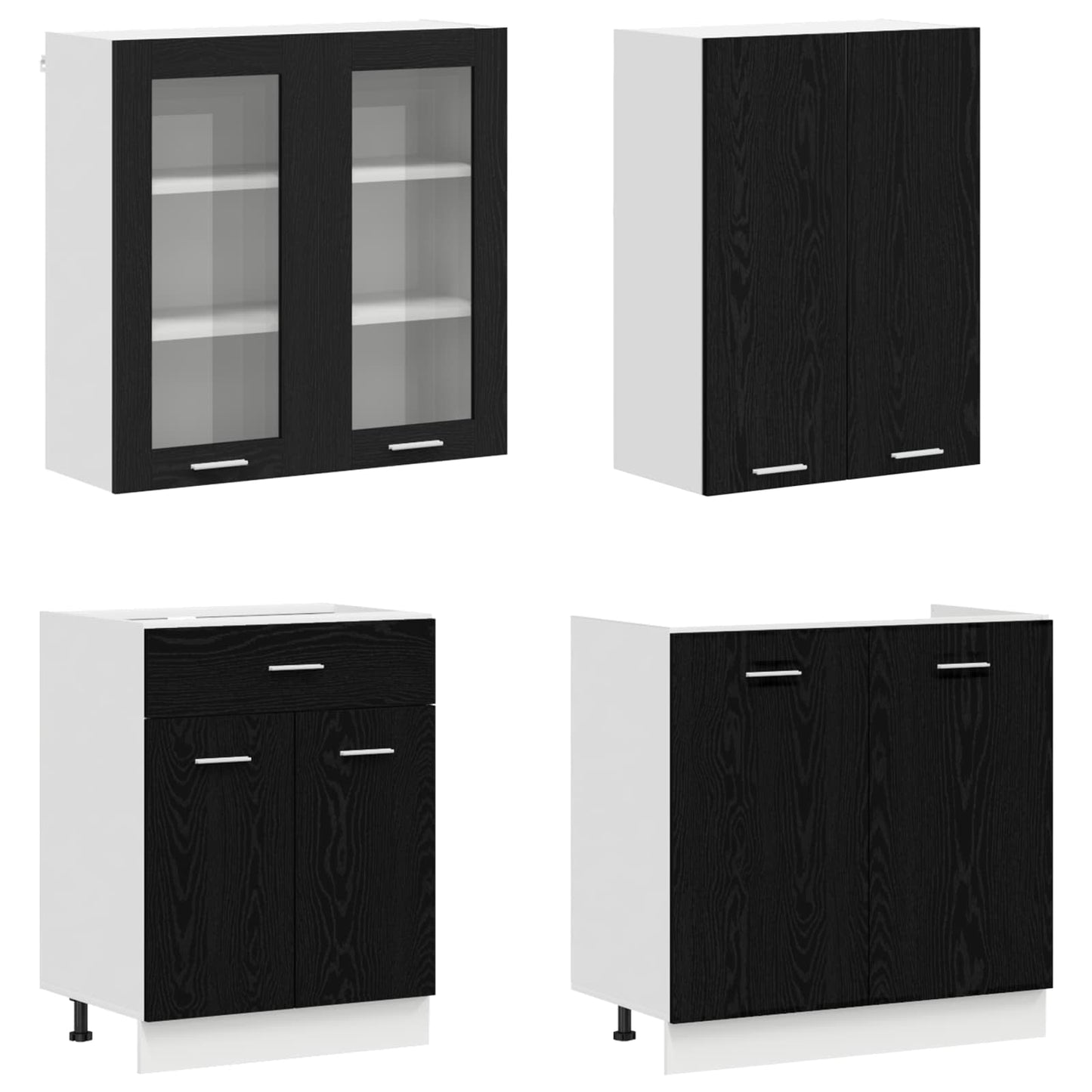 vidaXL Kitchen Unit LYON 4 pcs Black Oak Engineered Wood 3