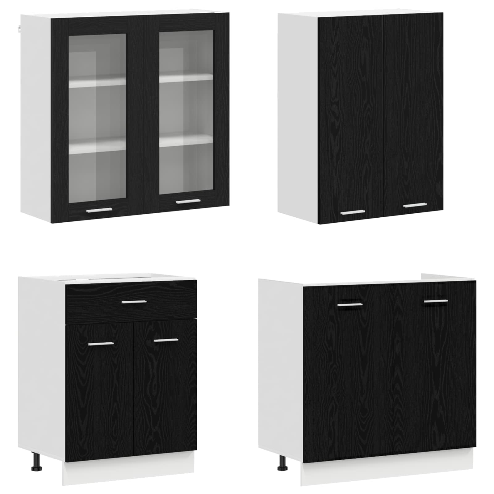 vidaXL Kitchen Unit LYON 4 pcs Black Oak Engineered Wood 3