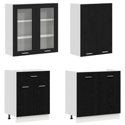 vidaXL Kitchen Unit LYON 4 pcs Black Oak Engineered Wood 3