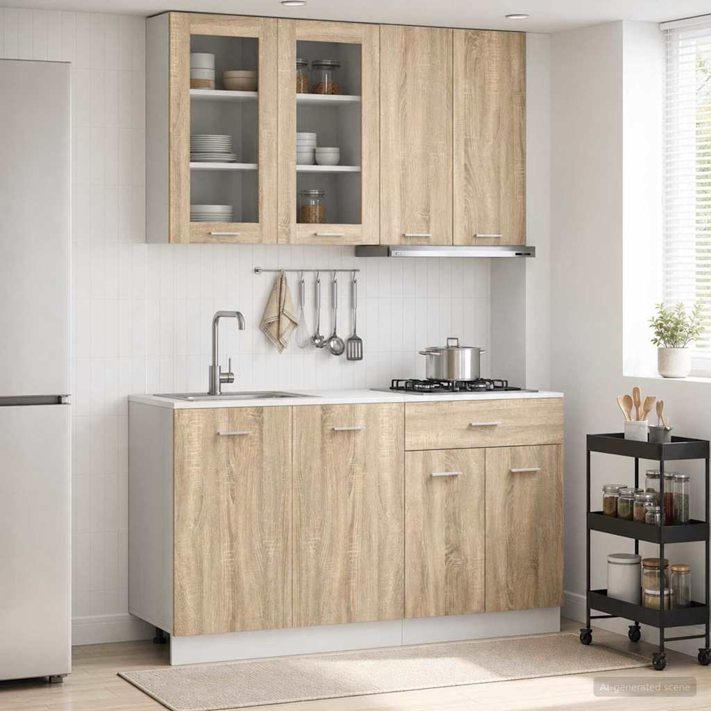 vidaXL Kitchen Unit LYON 4 pcs Sonoma Oak Engineered Wood 1