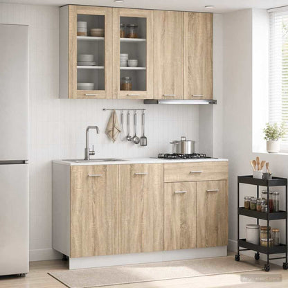 vidaXL Kitchen Unit LYON 4 pcs Sonoma Oak Engineered Wood 1