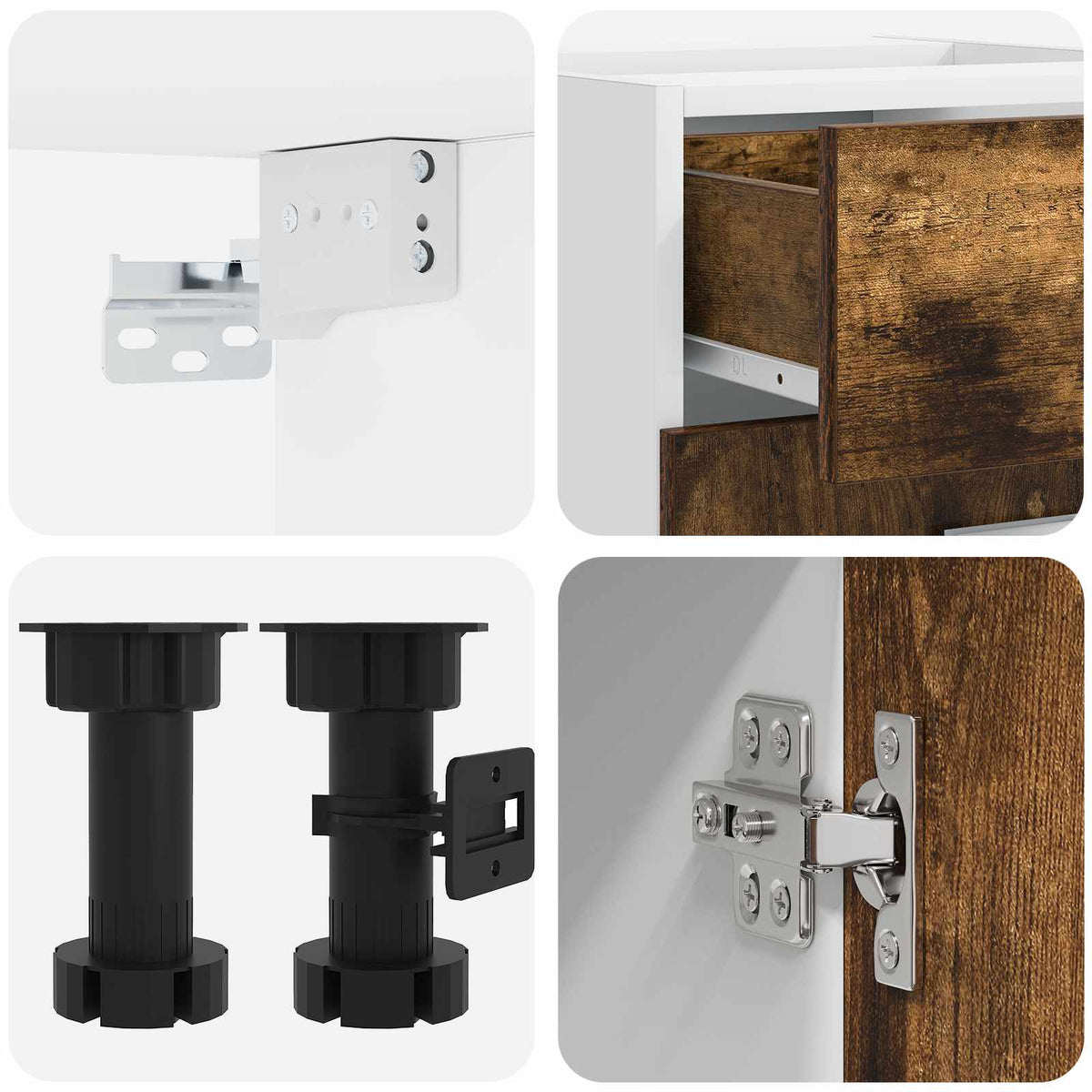 vidaXL Kitchen Unit LYON 4 pcs Smoked Oak Engineered Wood 4