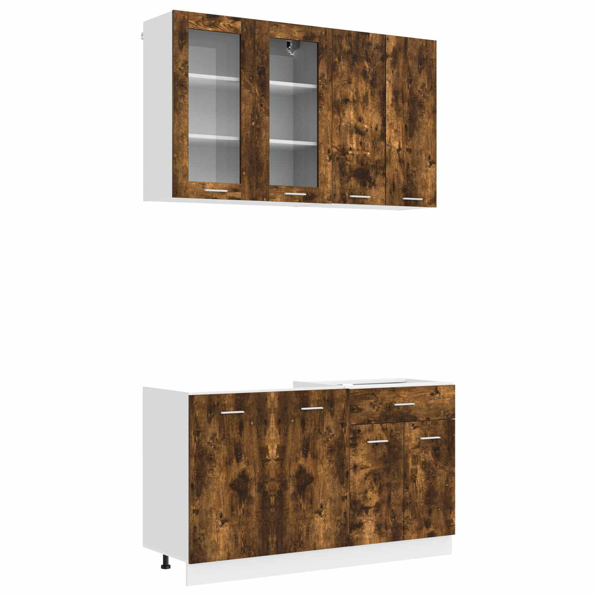 vidaXL Kitchen Unit LYON 4 pcs Smoked Oak Engineered Wood 2