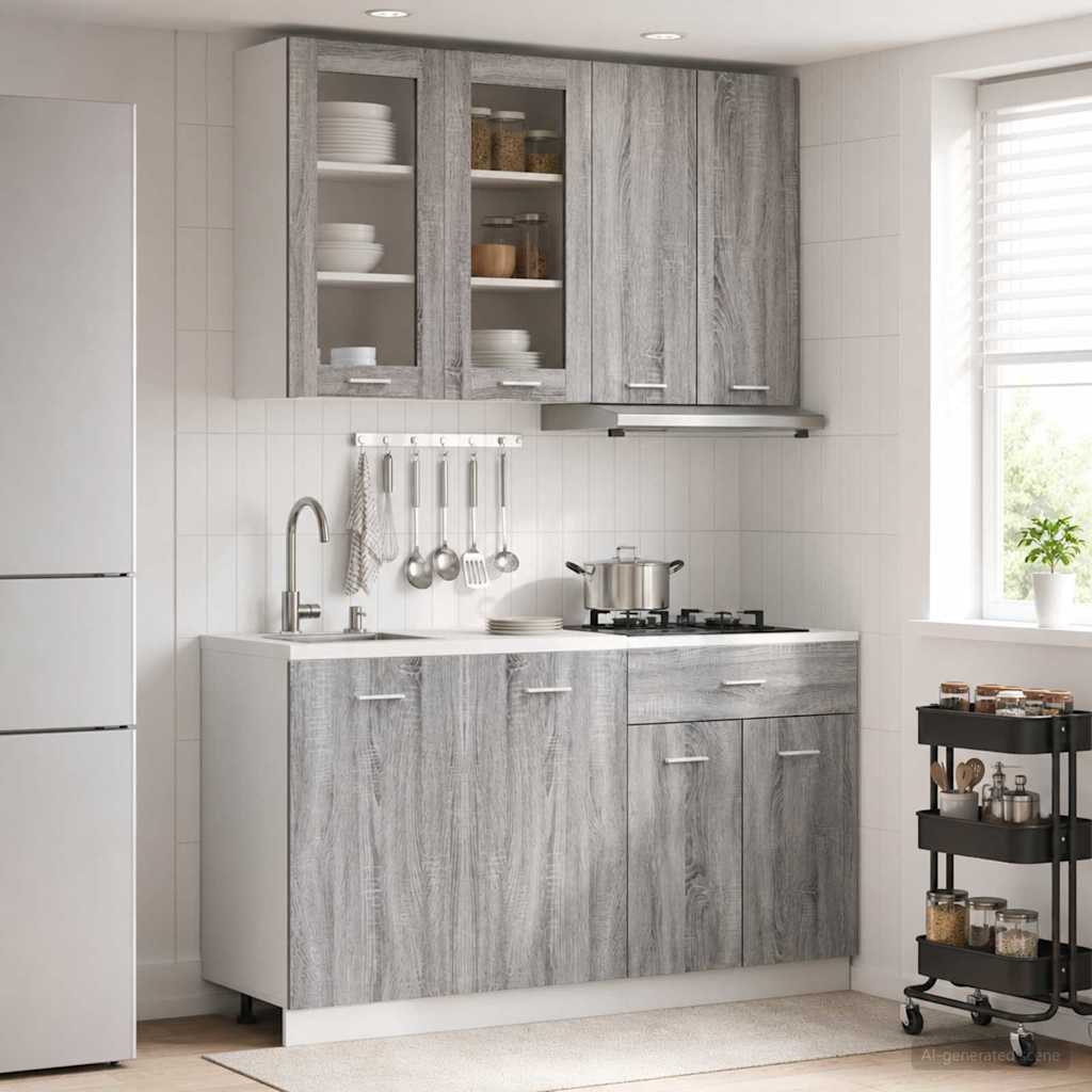vidaXL Kitchen Unit LYON 4 pcs Grey Sonoma Engineered Wood 1
