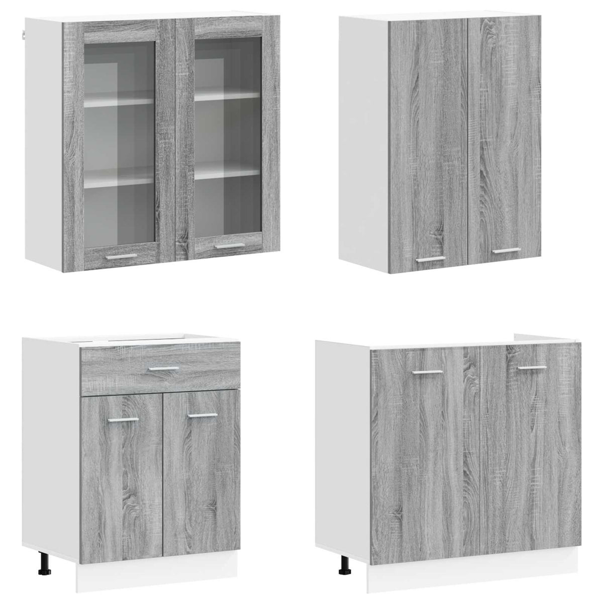 vidaXL Kitchen Unit LYON 4 pcs Grey Sonoma Engineered Wood 3