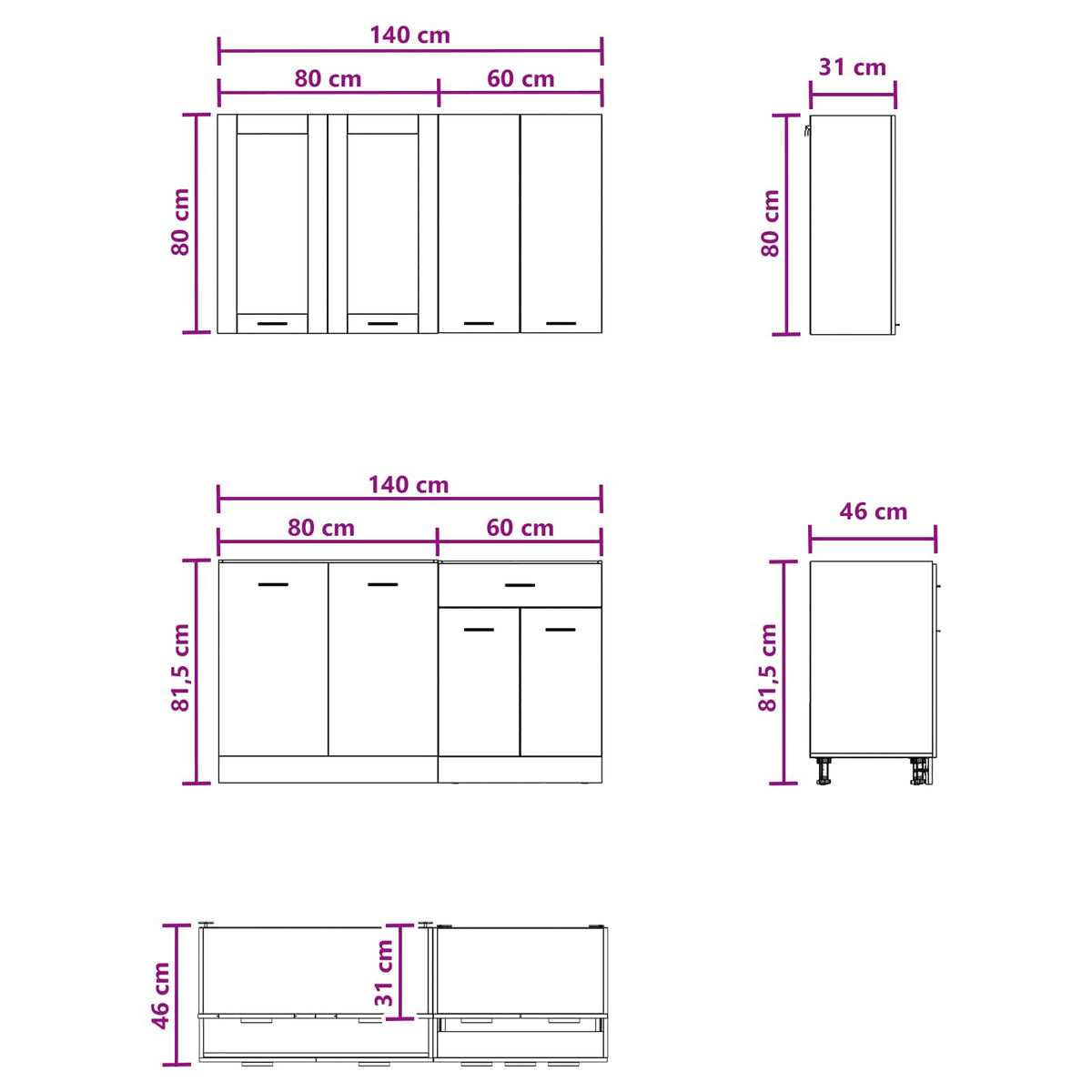 vidaXL Kitchen Unit LYON 4 pcs Grey Sonoma Engineered Wood 6
