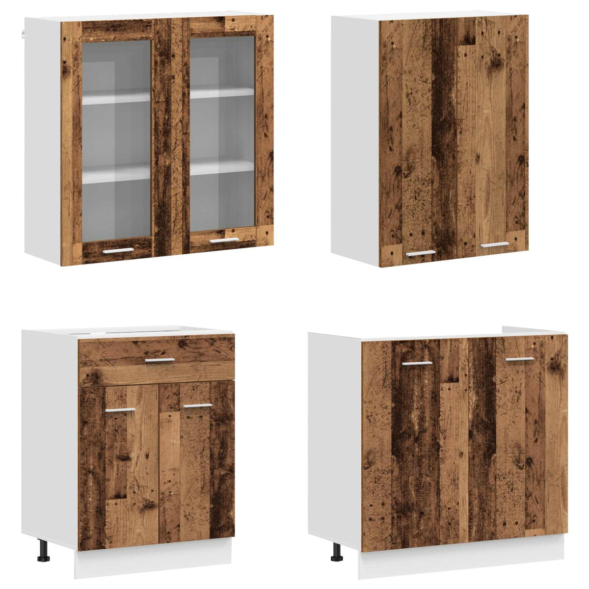 vidaXL Kitchen Unit LYON 4 pcs Old Wood Engineered Wood 3
