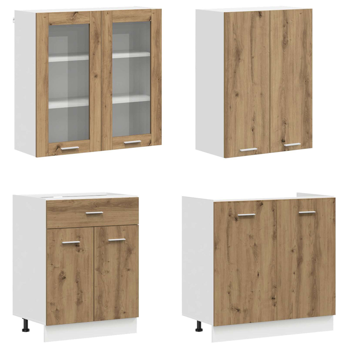 vidaXL Kitchen Unit LYON 4 pcs Artisan Oak Engineered Wood 3