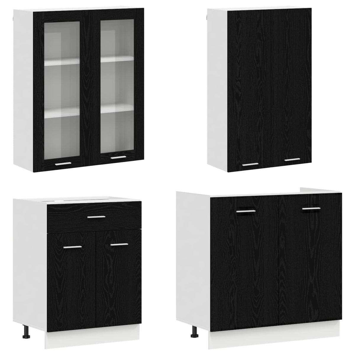 Kitchen Unit LYON 4 pcs Engineered Wood Black oak 100 cm