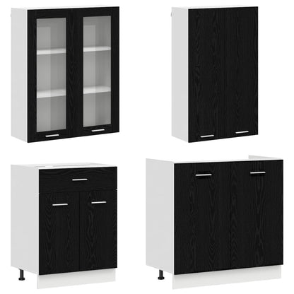 Kitchen Unit LYON 4 pcs Engineered Wood Black oak 100 cm