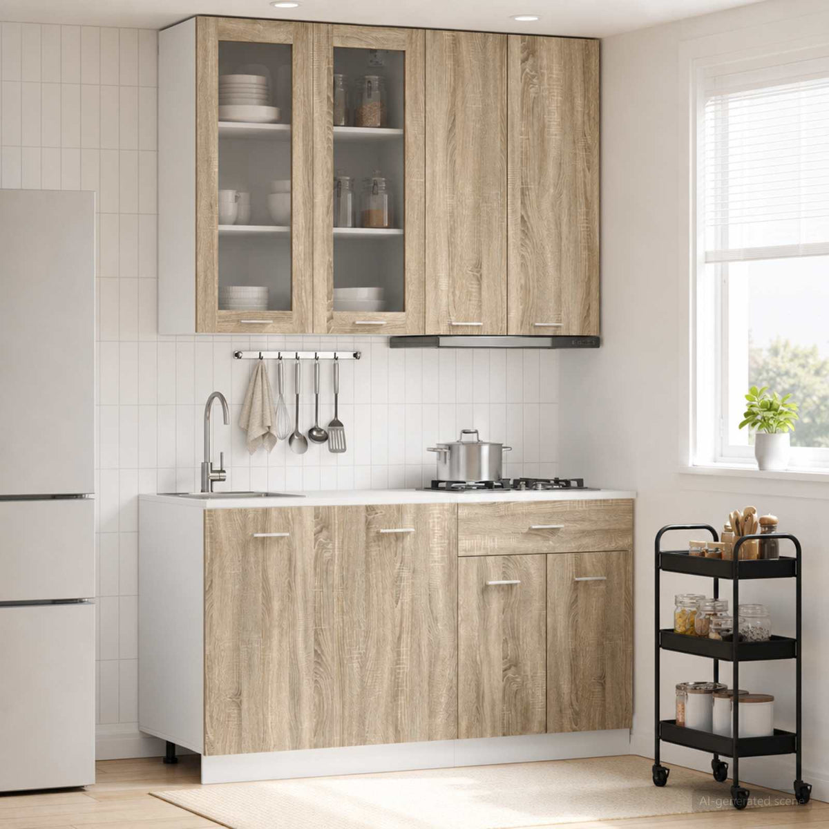 vidaXL Kitchen Unit LYON 4 pcs Sonoma Oak Engineered Wood 1