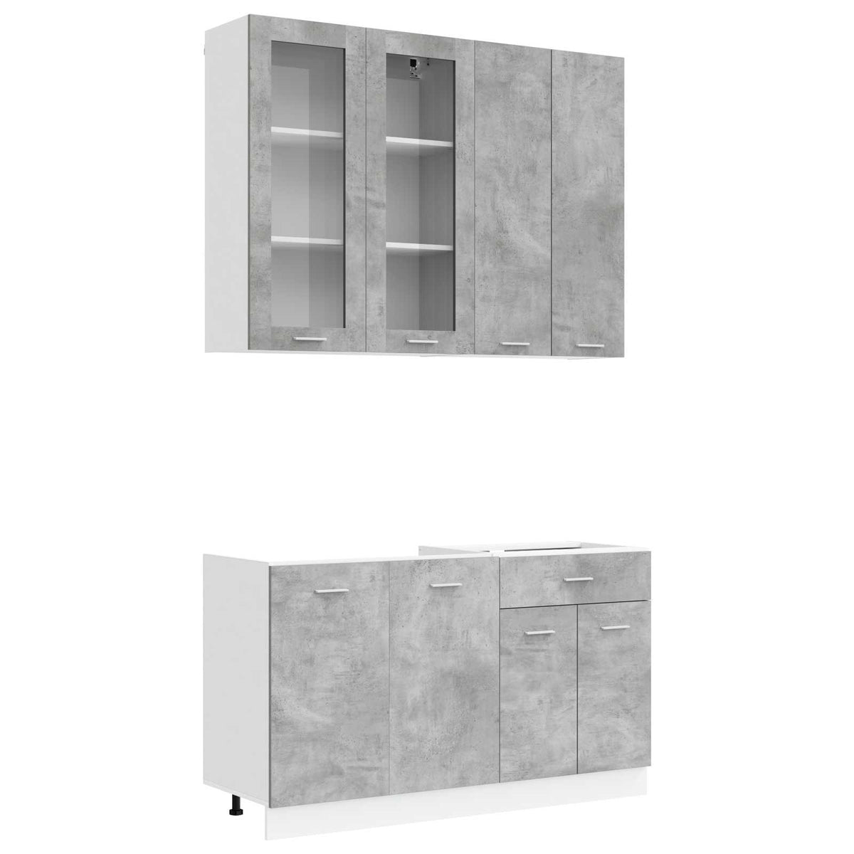 vidaXL Kitchen Unit LYON 4 pcs Concrete Grey Engineered Wood 2