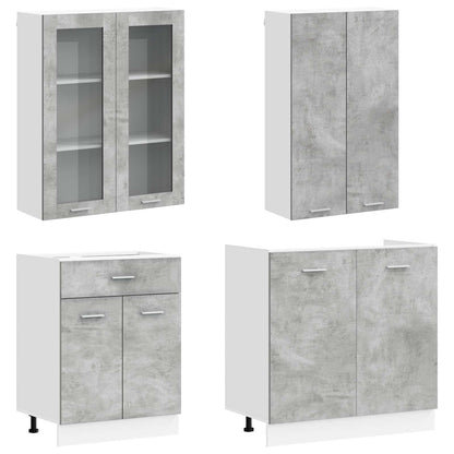 vidaXL Kitchen Unit LYON 4 pcs Concrete Grey Engineered Wood 3