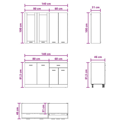 vidaXL Kitchen Unit LYON 4 pcs Concrete Grey Engineered Wood 6