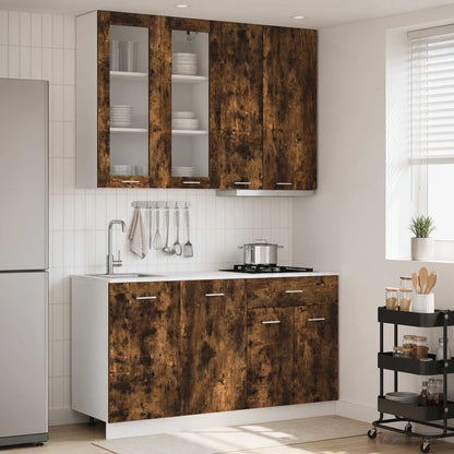 vidaXL Kitchen Unit LYON 4 pcs Smoked Oak Engineered Wood 1