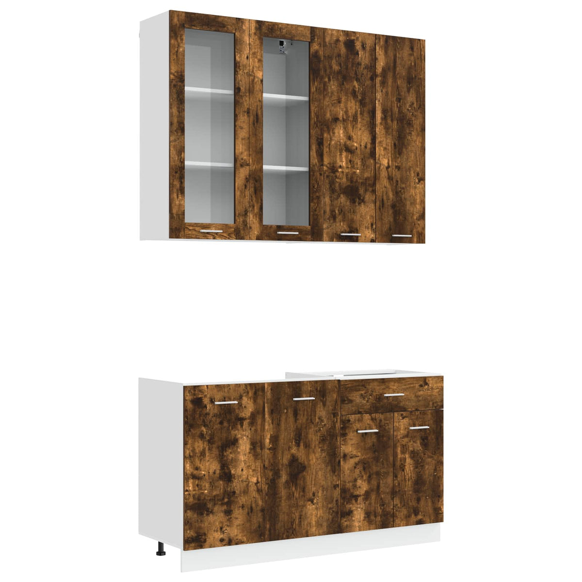 vidaXL Kitchen Unit LYON 4 pcs Smoked Oak Engineered Wood 2