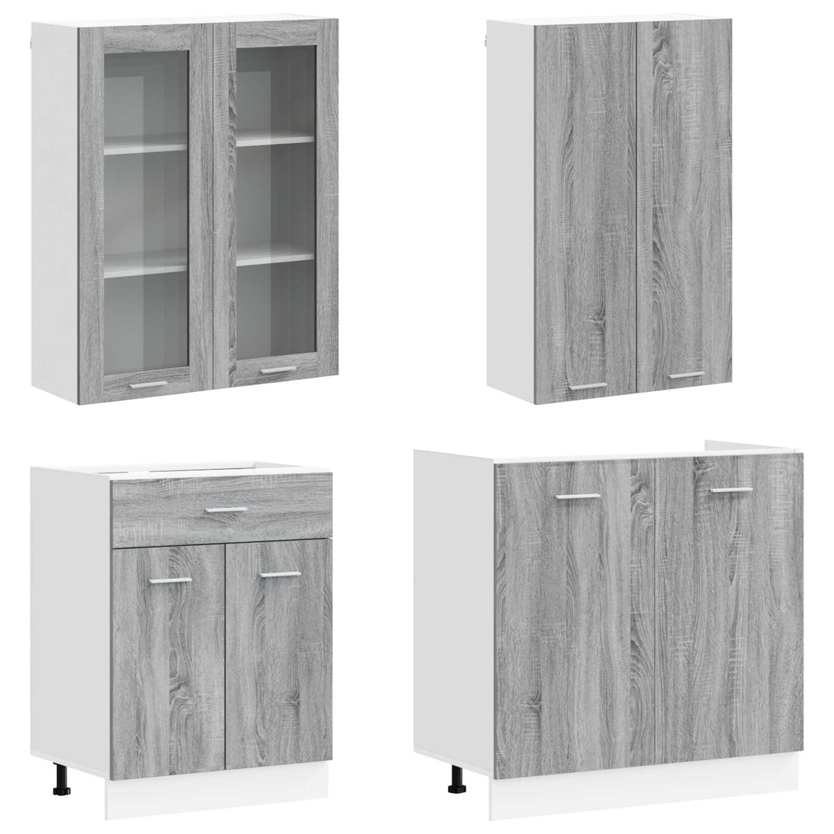 vidaXL Kitchen Unit LYON 4 pcs Grey Sonoma Engineered Wood 3