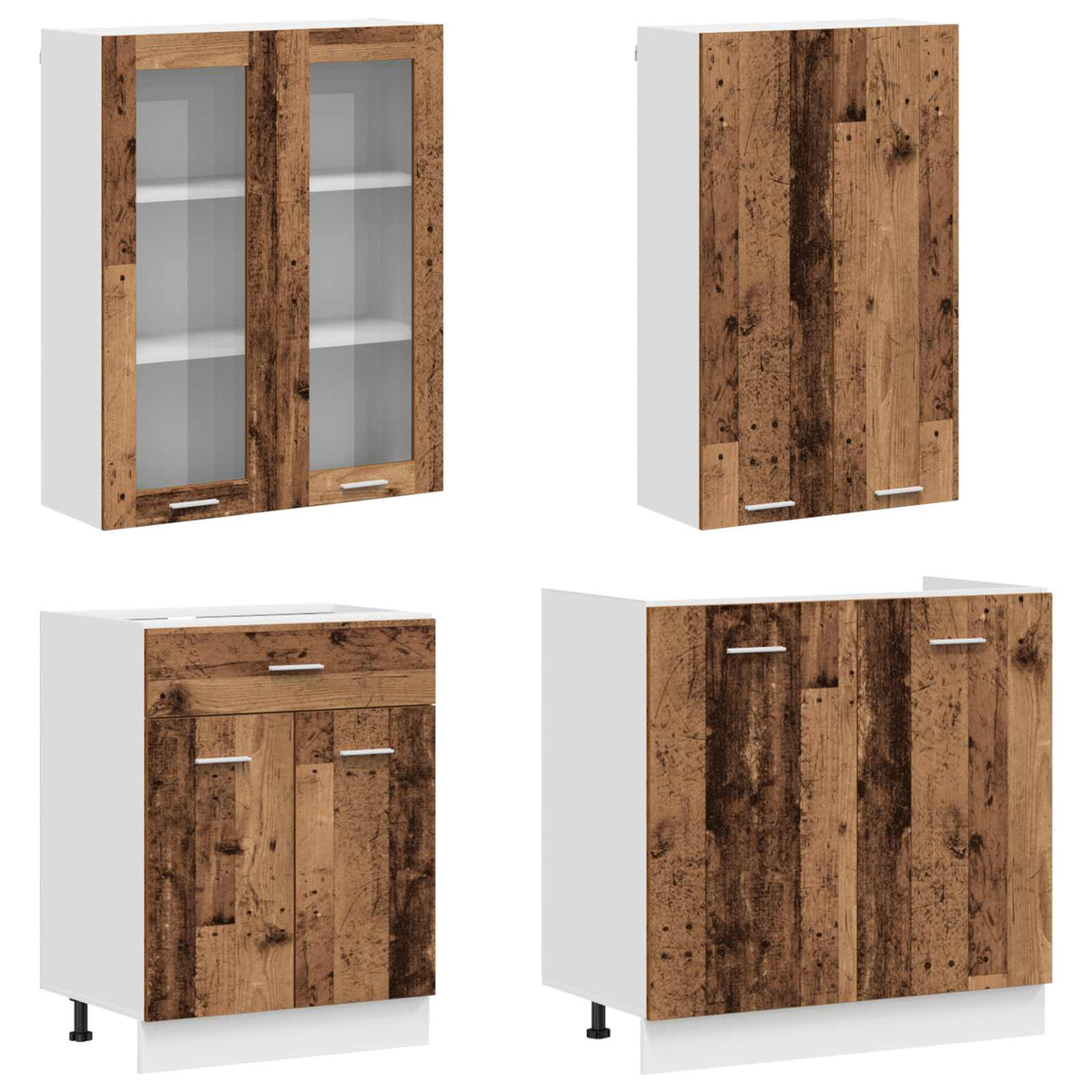 vidaXL Kitchen Unit LYON 4 pcs Old Wood Engineered Wood 3
