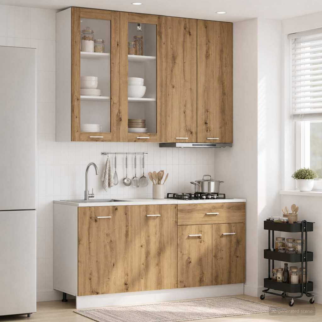 vidaXL Kitchen Unit LYON 4 pcs Artisan Oak Engineered Wood 1