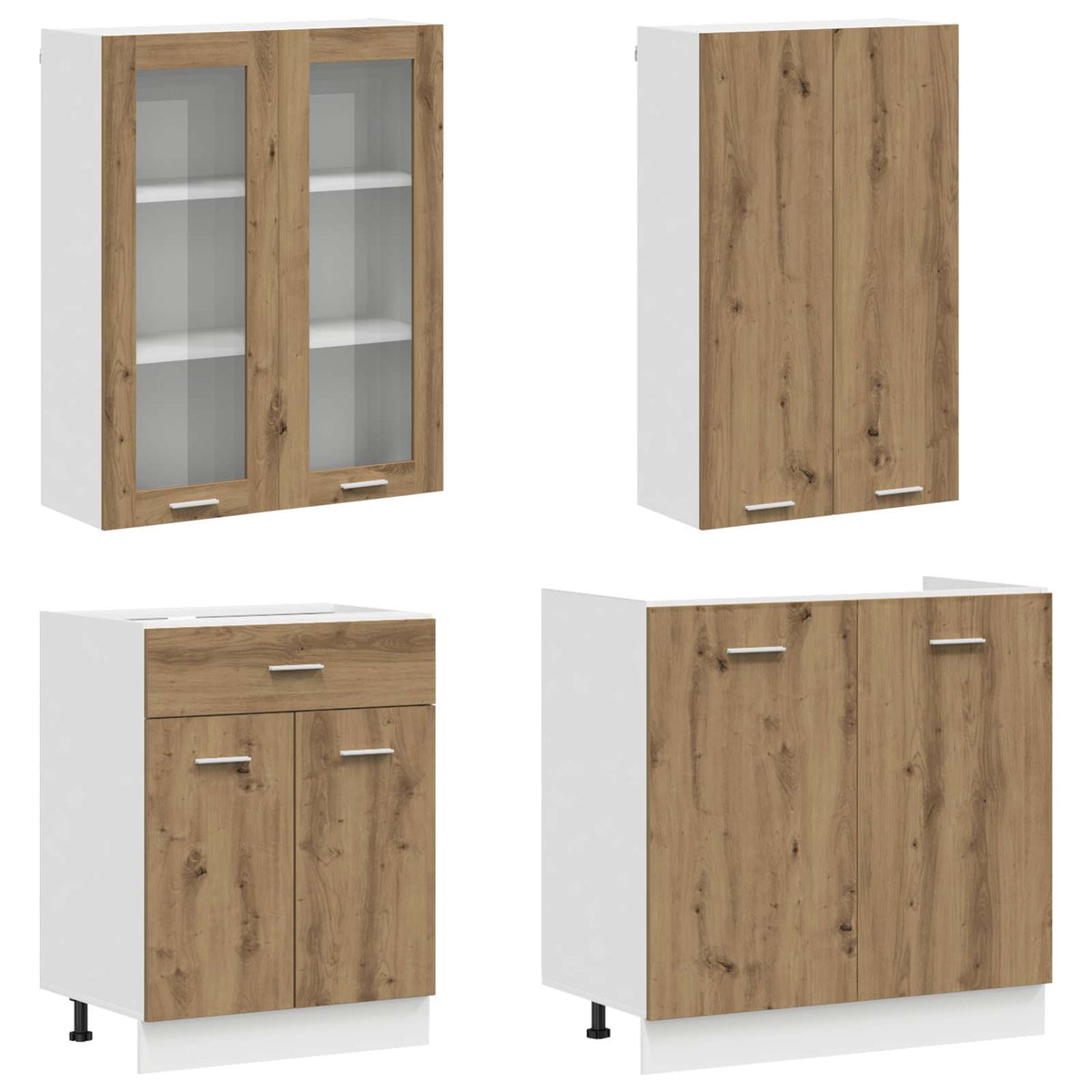 vidaXL Kitchen Unit LYON 4 pcs Artisan Oak Engineered Wood 3