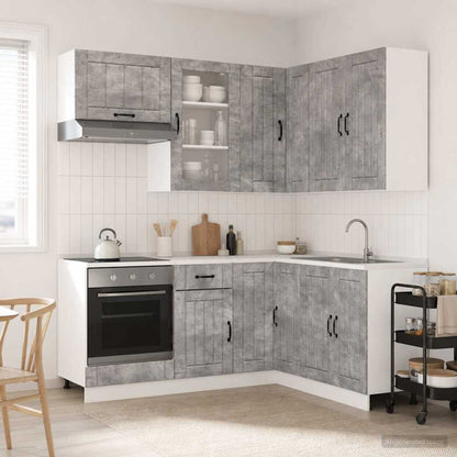 Kitchen Unit LUCCA 8 pcs Engineered Wood Concrete grey 80 cm