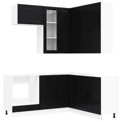 Kitchen Unit LUCCA 8 pcs Engineered Wood Black 100 cm
