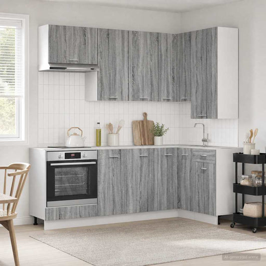 Kitchen Unit LYON 8 pcs Engineered Wood Grey sonoma 100 cm