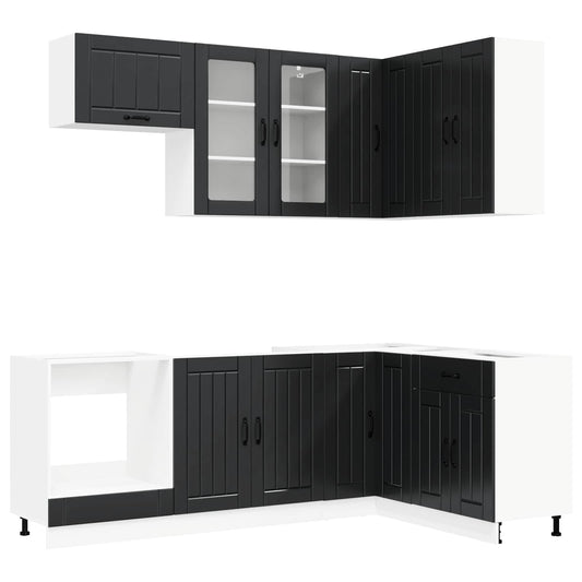 Kitchen Unit LUCCA 8 pcs Engineered Wood Black 80 cm