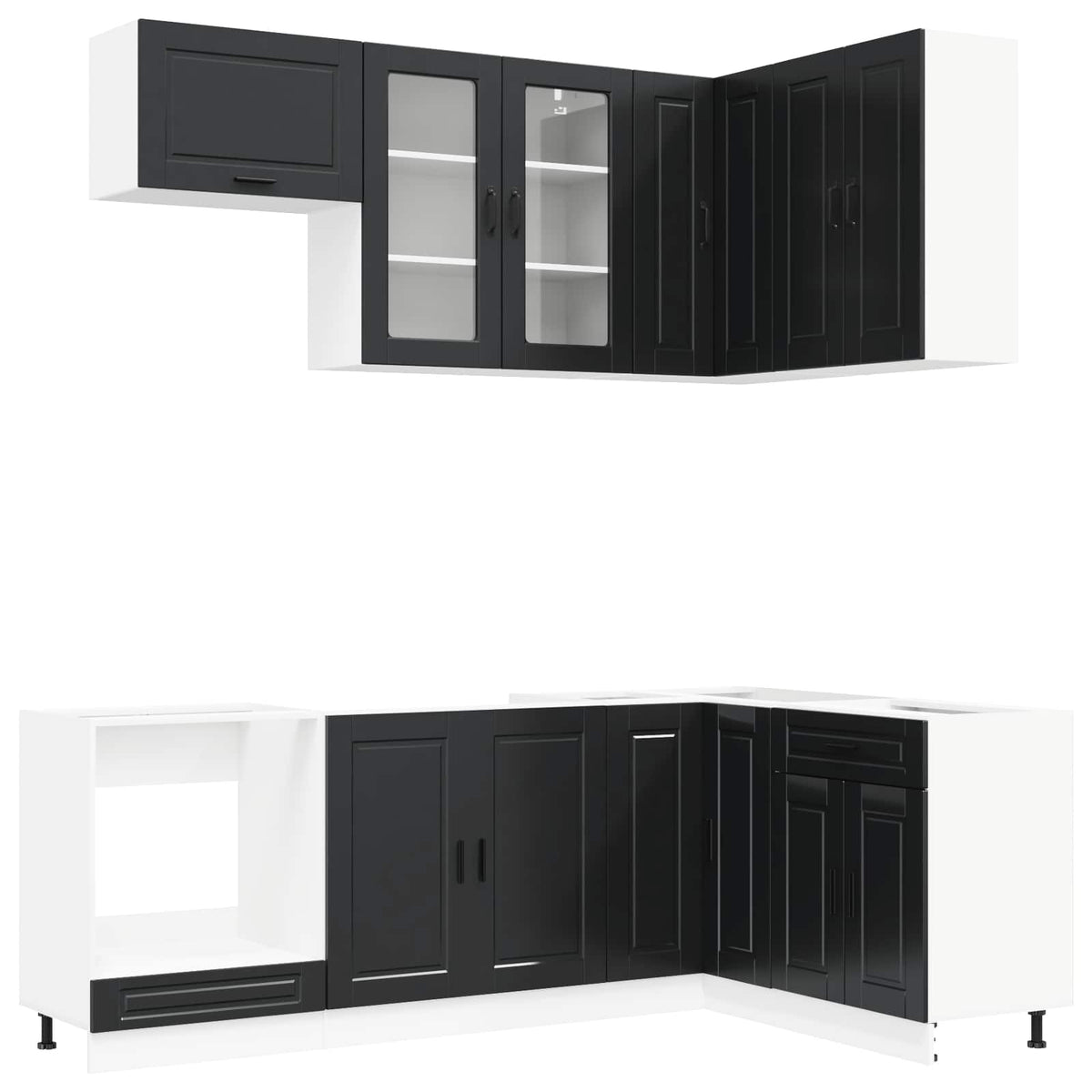 Kitchen Unit PORTO 8 pcs Engineered Wood Black 80 cm
