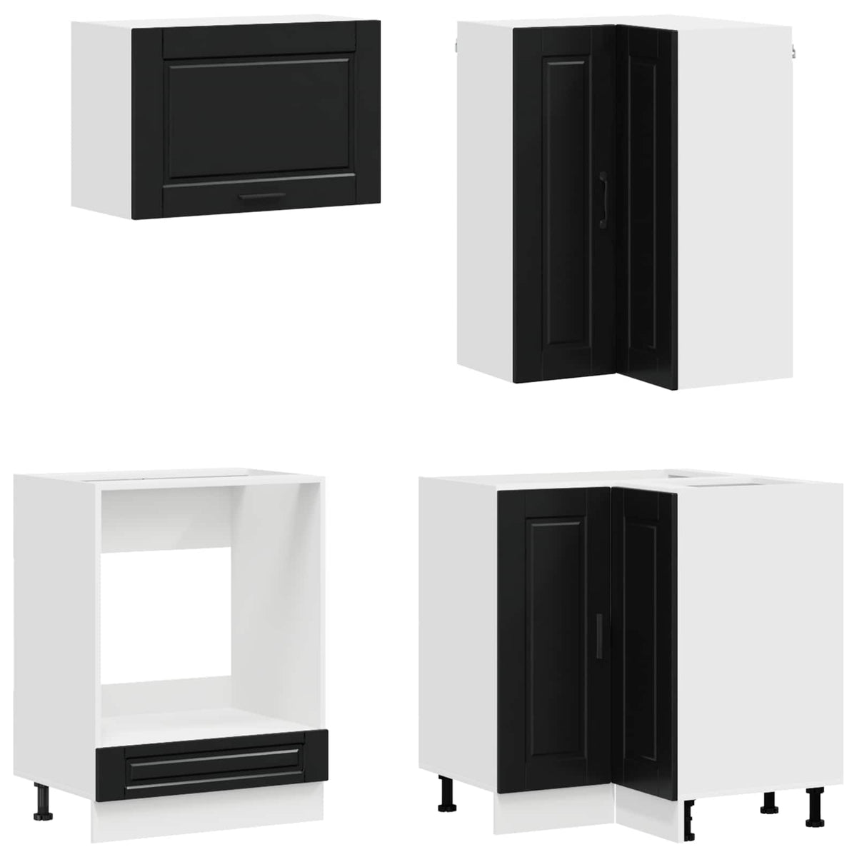 Kitchen Unit PORTO 8 pcs Engineered Wood Black 80 cm