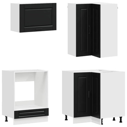 Kitchen Unit PORTO 8 pcs Engineered Wood Black 80 cm